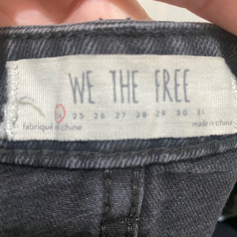 We The Free Free People Black Denim Zip Up Skirt with Raw Hem Grunge 24 or 2 - Picture 5 of 8